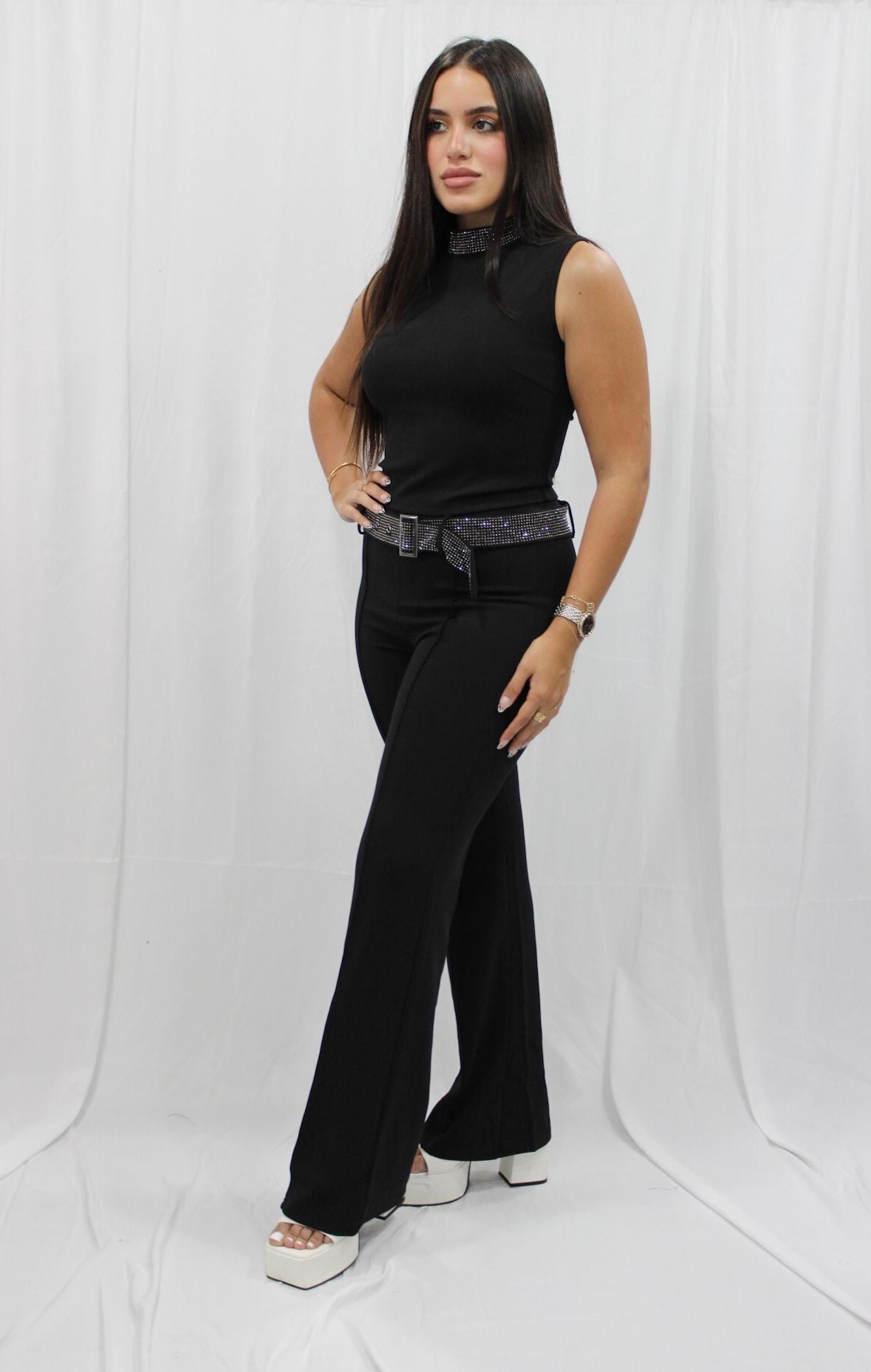 Rhinestone Belted Set