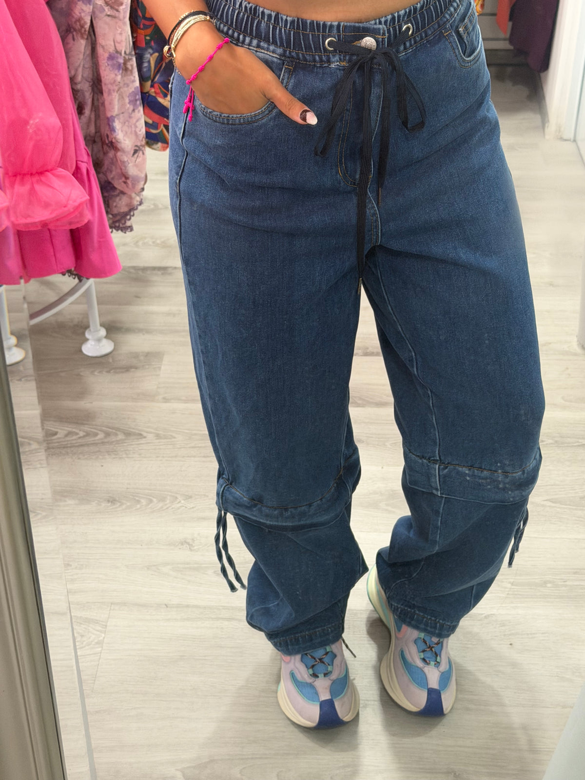 Two in one denim pant