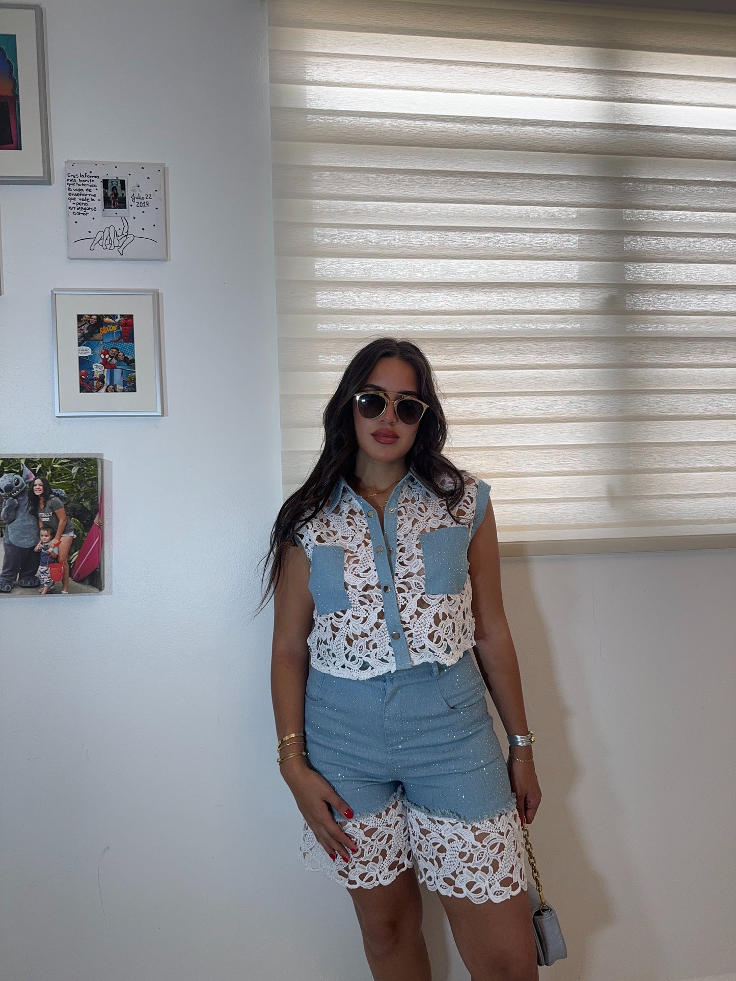 Embellished Short Lace Set