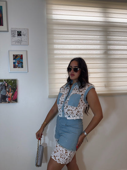 Embellished Short Lace Set