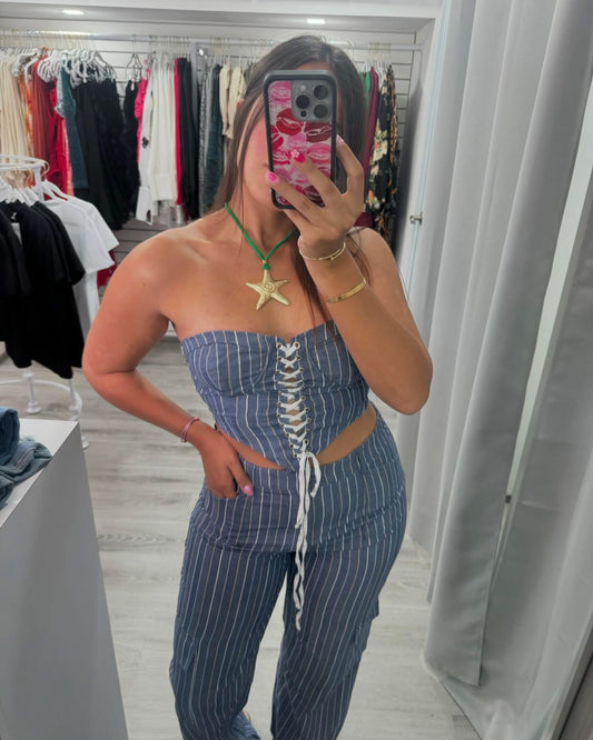 Striped Strapless Set
