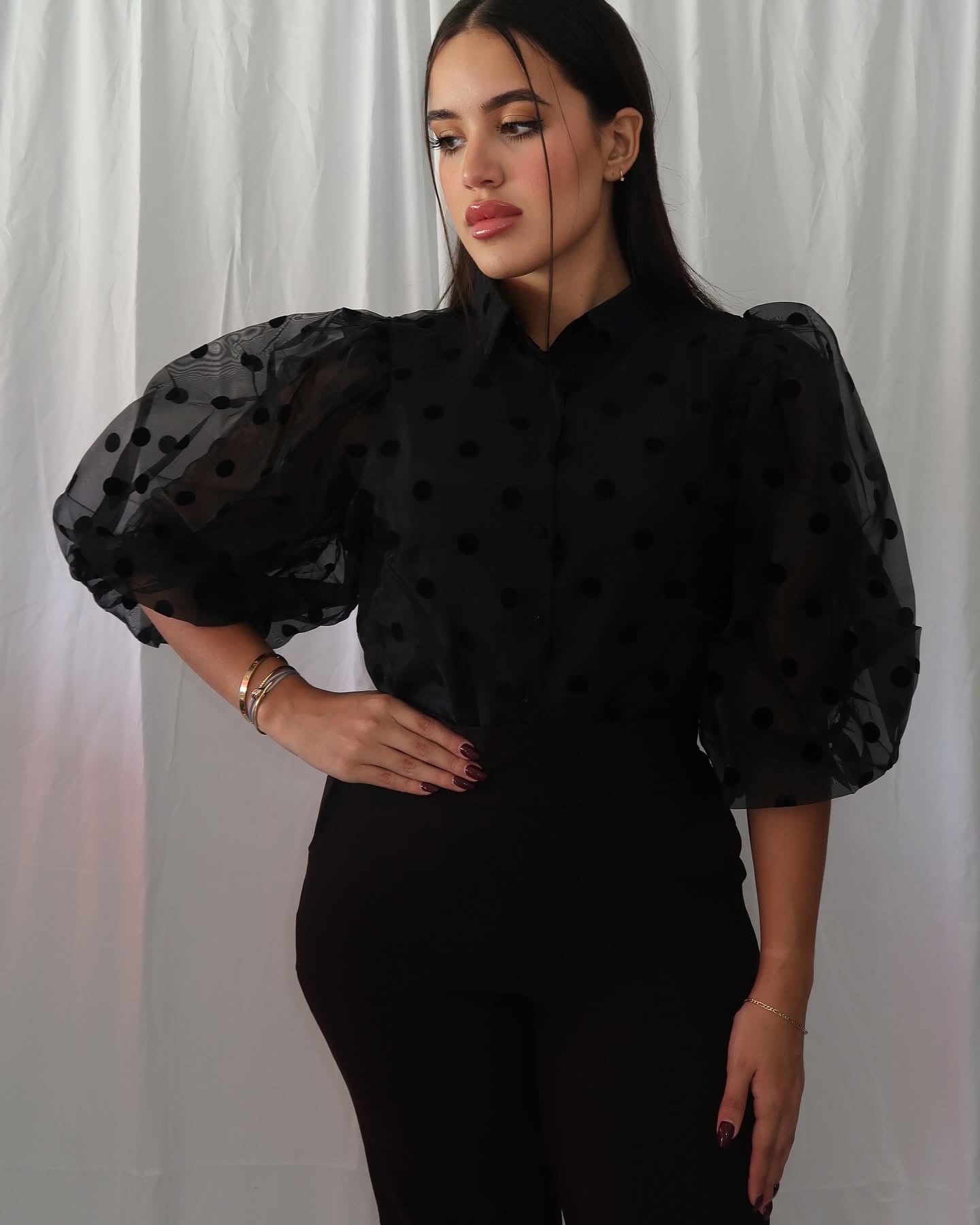Polka Dot Top in Black