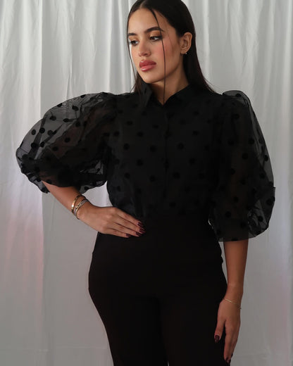 Polka Dot Top in Black