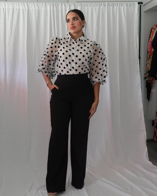 Polka Dot top in white