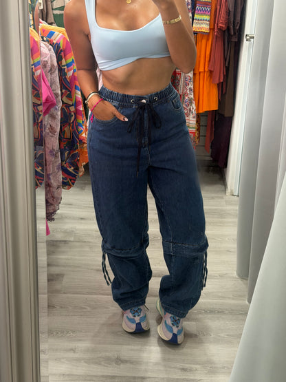 Two in one denim pant