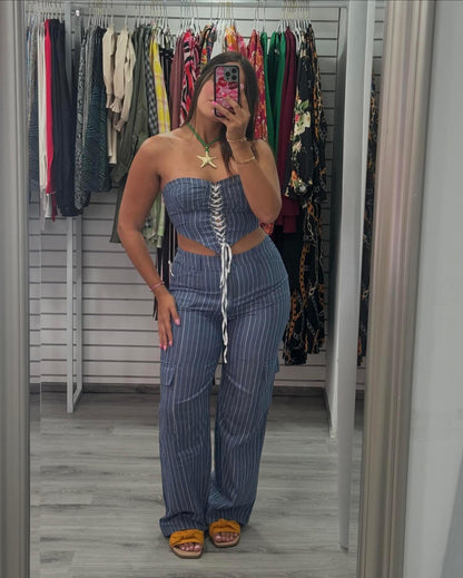Striped Strapless Set