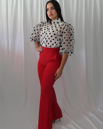 Polka Dot top in white