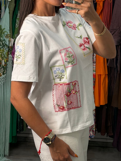 Embroidered detail top