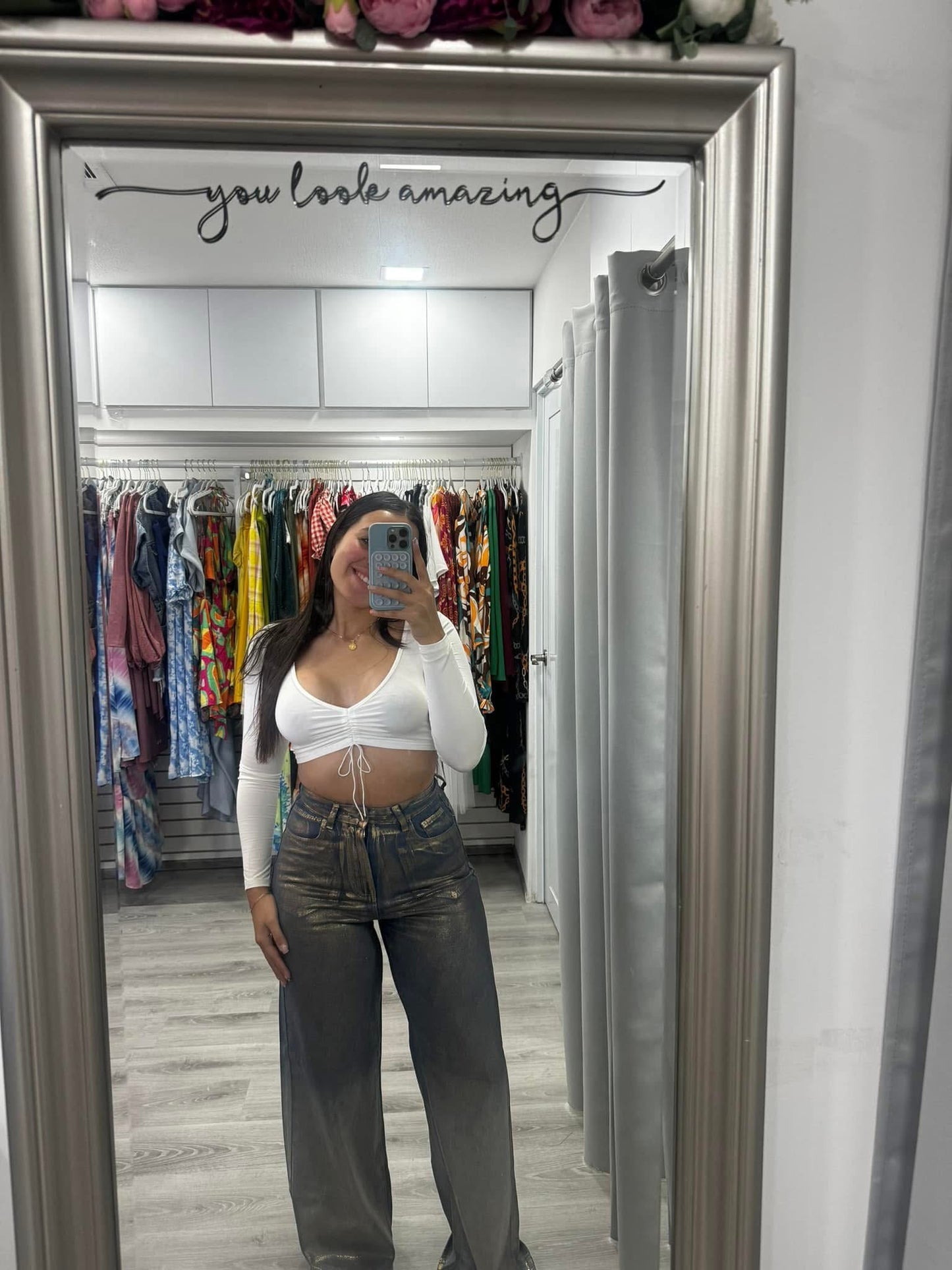 Metallic Denim Pant
