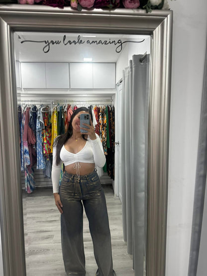 Metallic Denim Pant