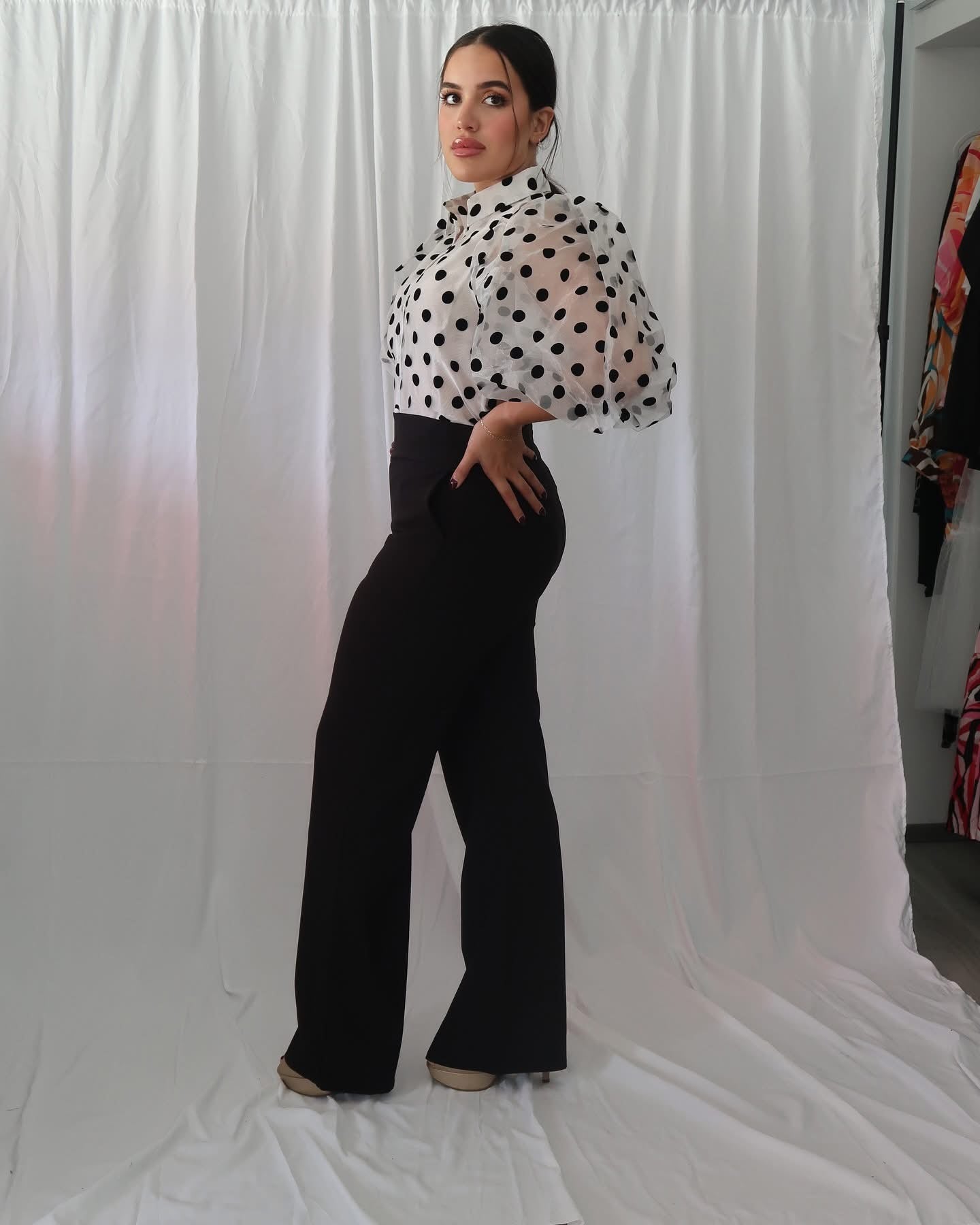 Polka Dot top in white