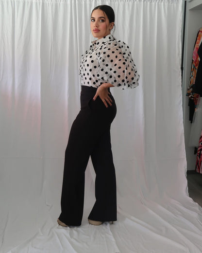 Polka Dot top in white