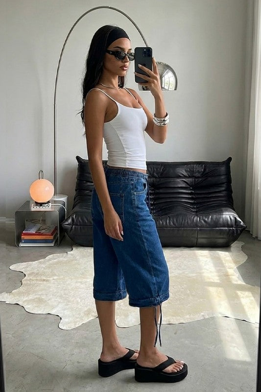 Two in one denim pant