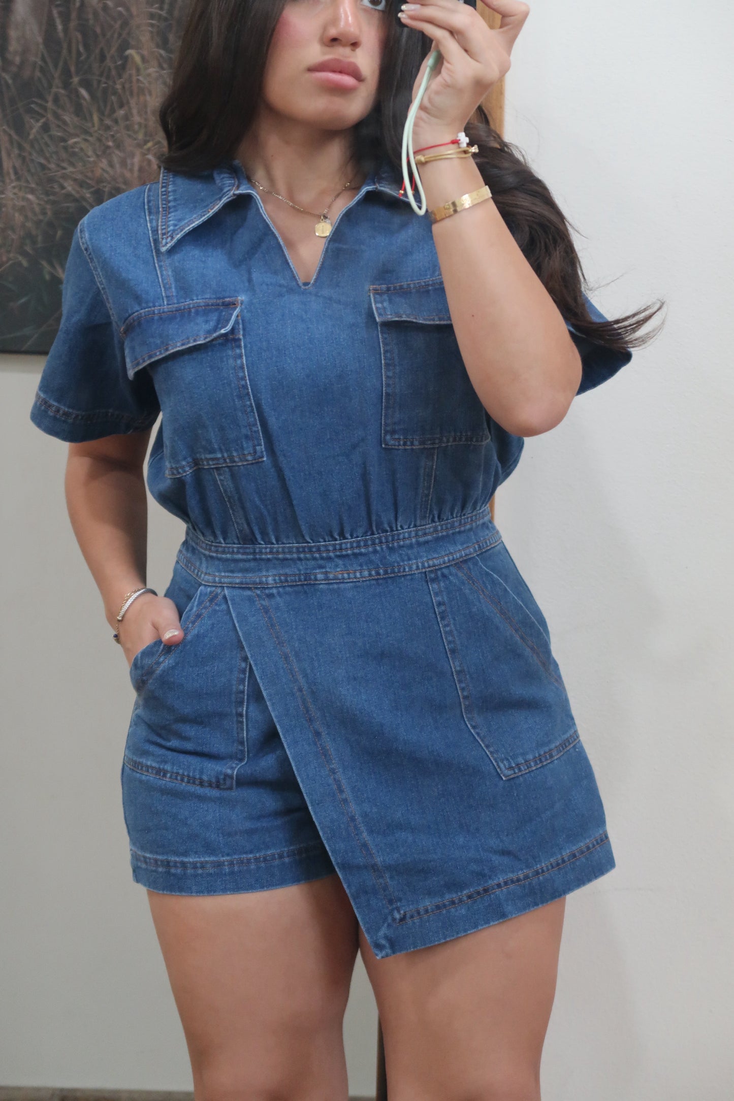 DENIM SKORT ROMPER