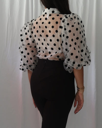Polka Dot top in white
