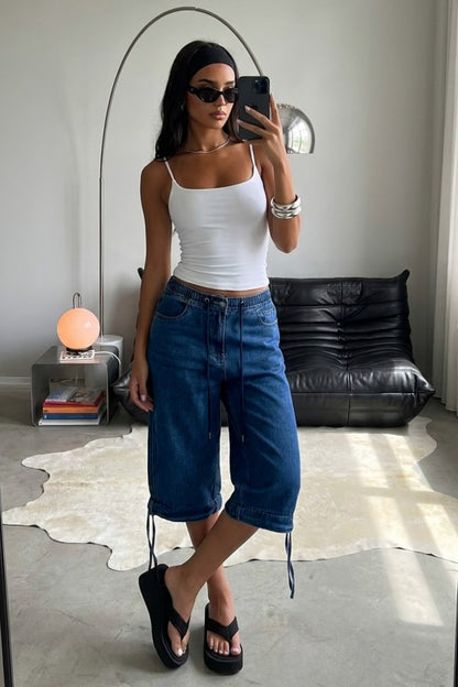 Two in one denim pant
