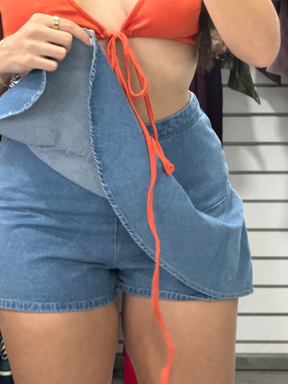 Denim Ruffled Skort