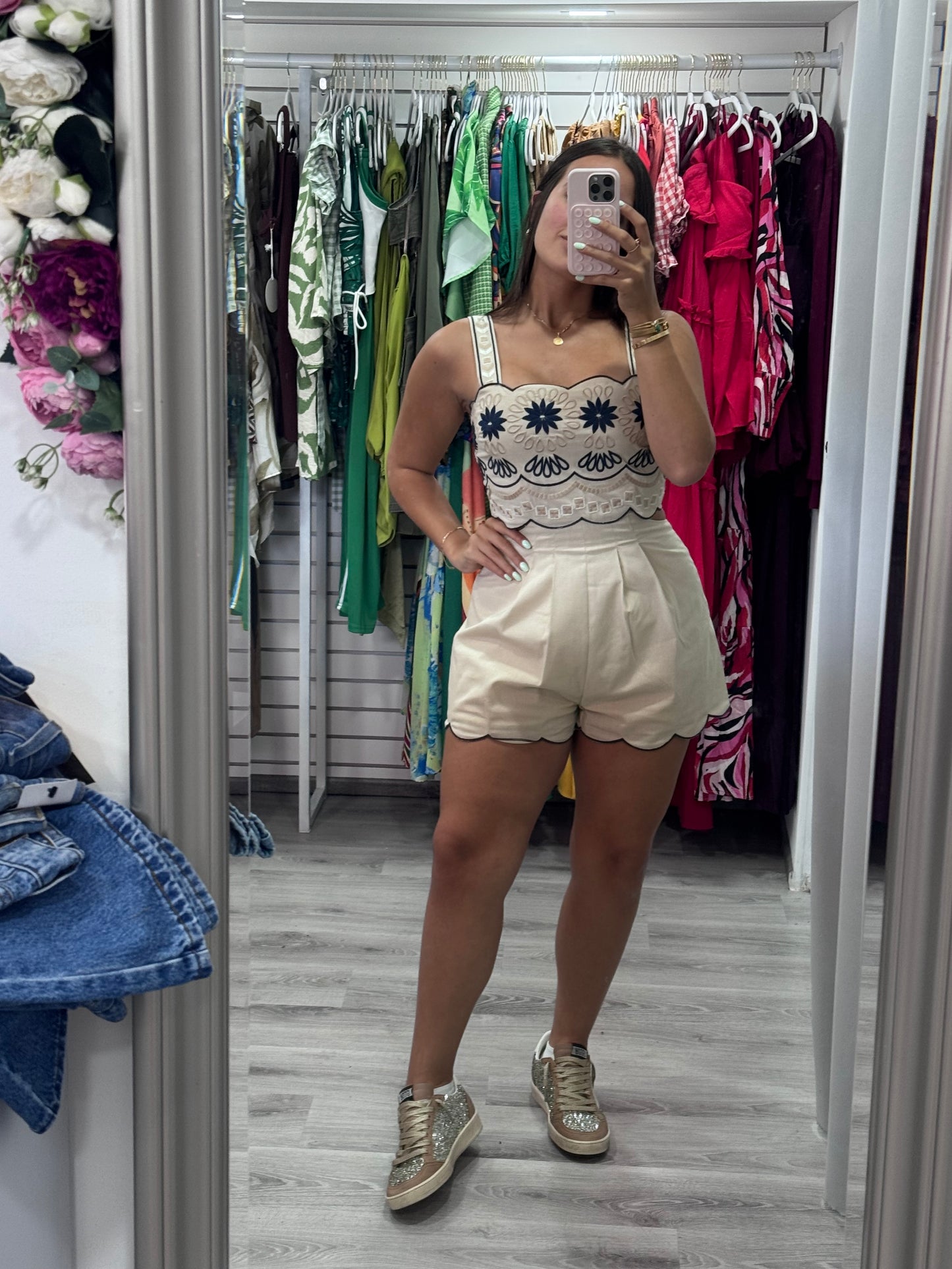 Elegant embroidered romper