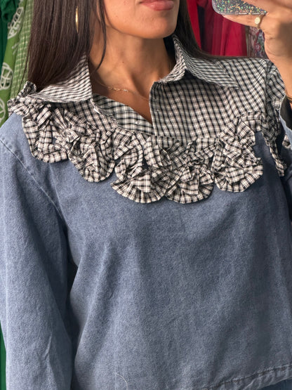 Contrast Denim Top