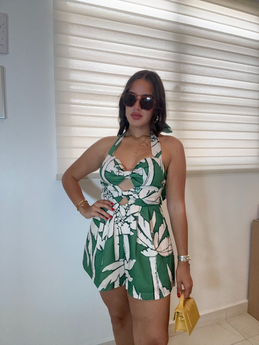 GREEN PALM ROMPER