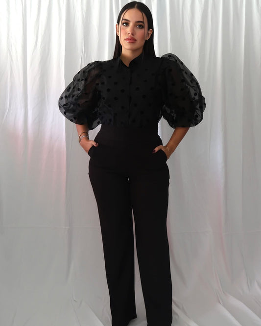 Polka Dot Top in Black