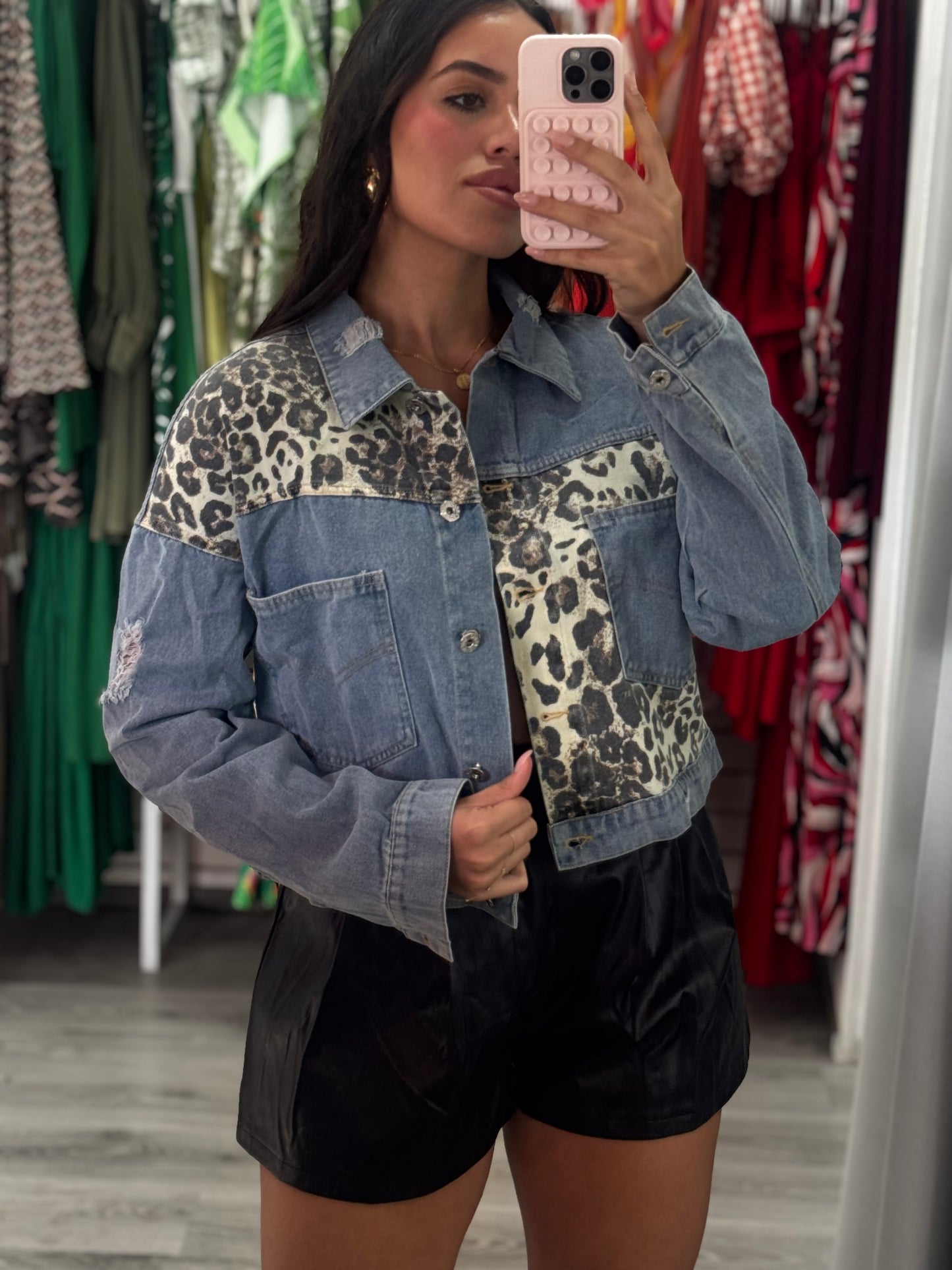 Animal Print Denim Jacket