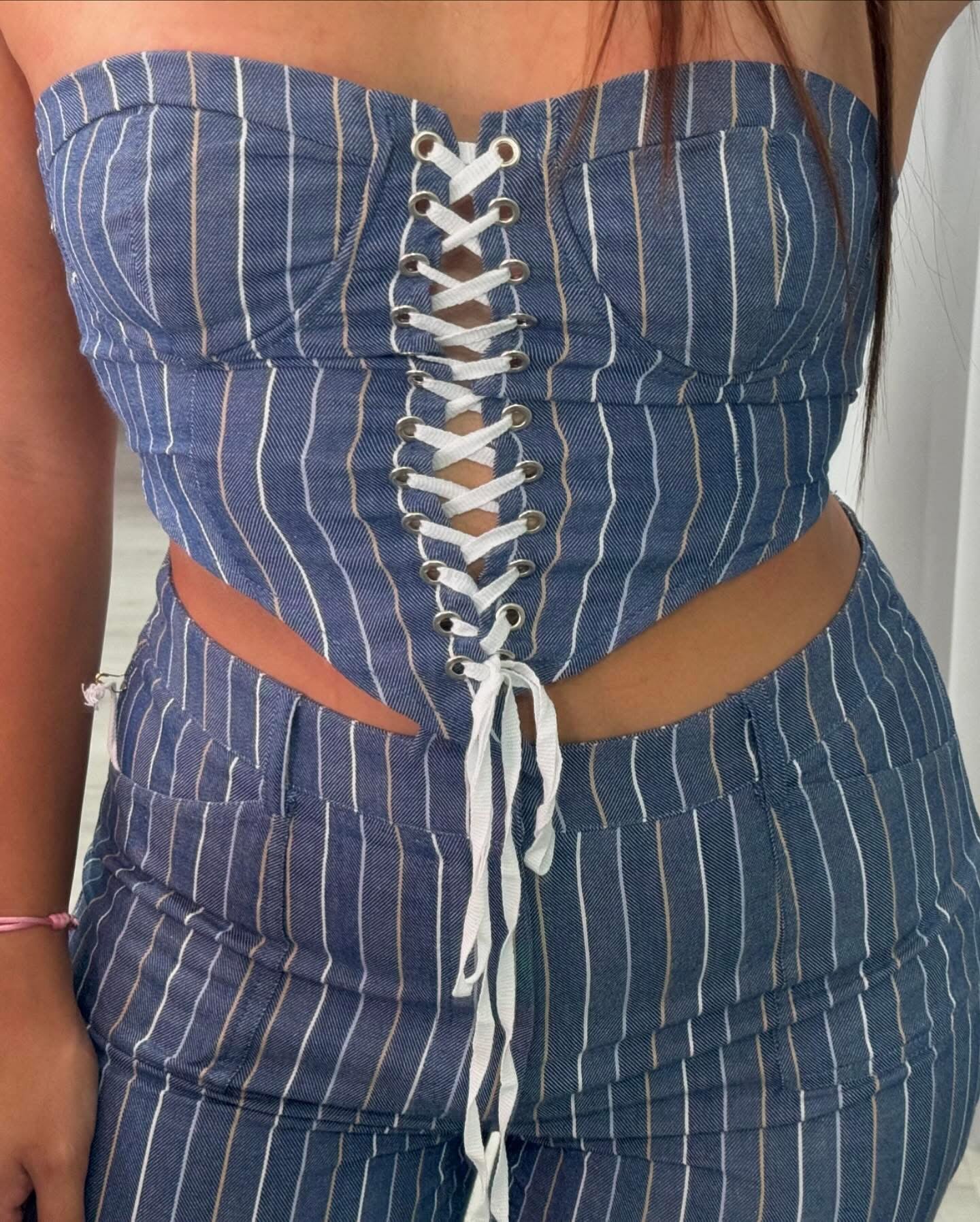 Striped Strapless Set