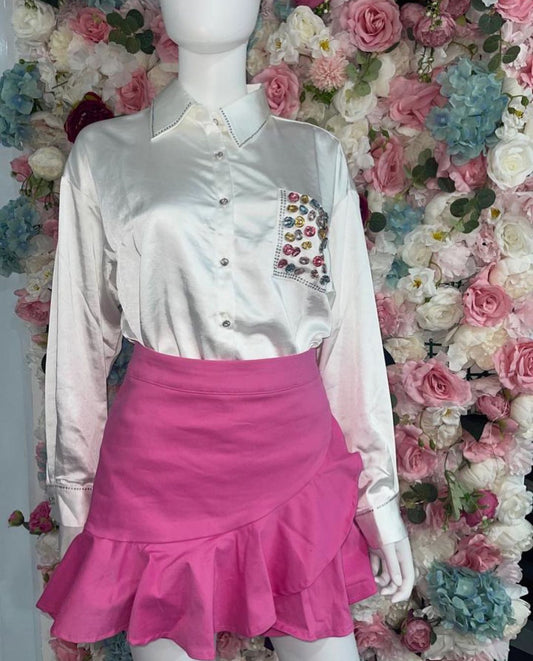 Pink Ruffled Skort