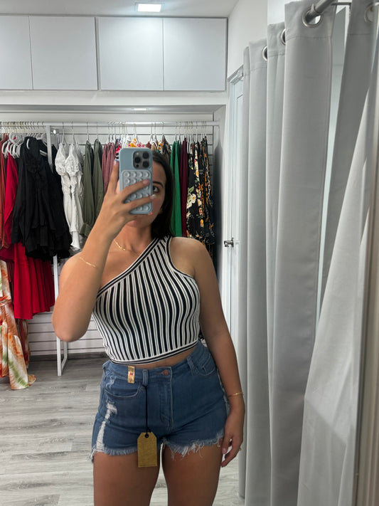 One Shoulder Striped Top