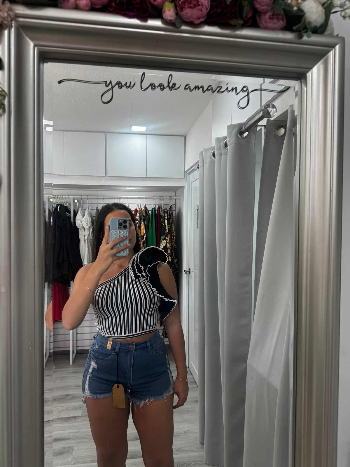 One Shoulder Striped Top
