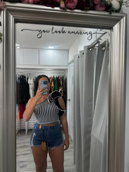 One Shoulder Striped Top