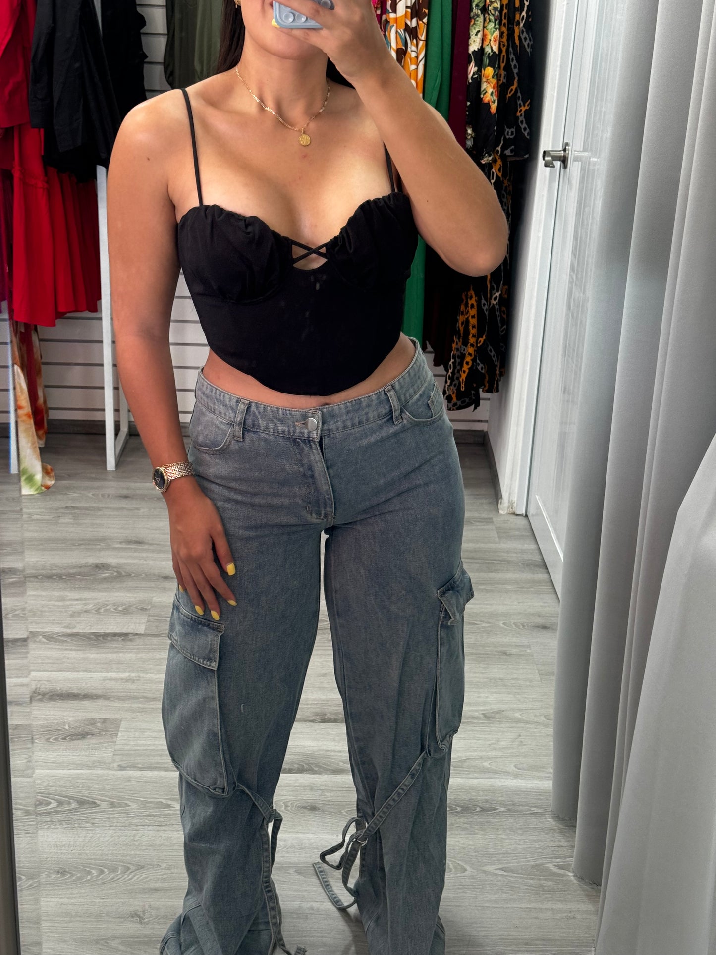 Denim Cargo Pants