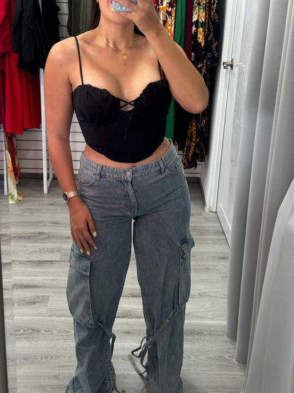 Denim Cargo Pants